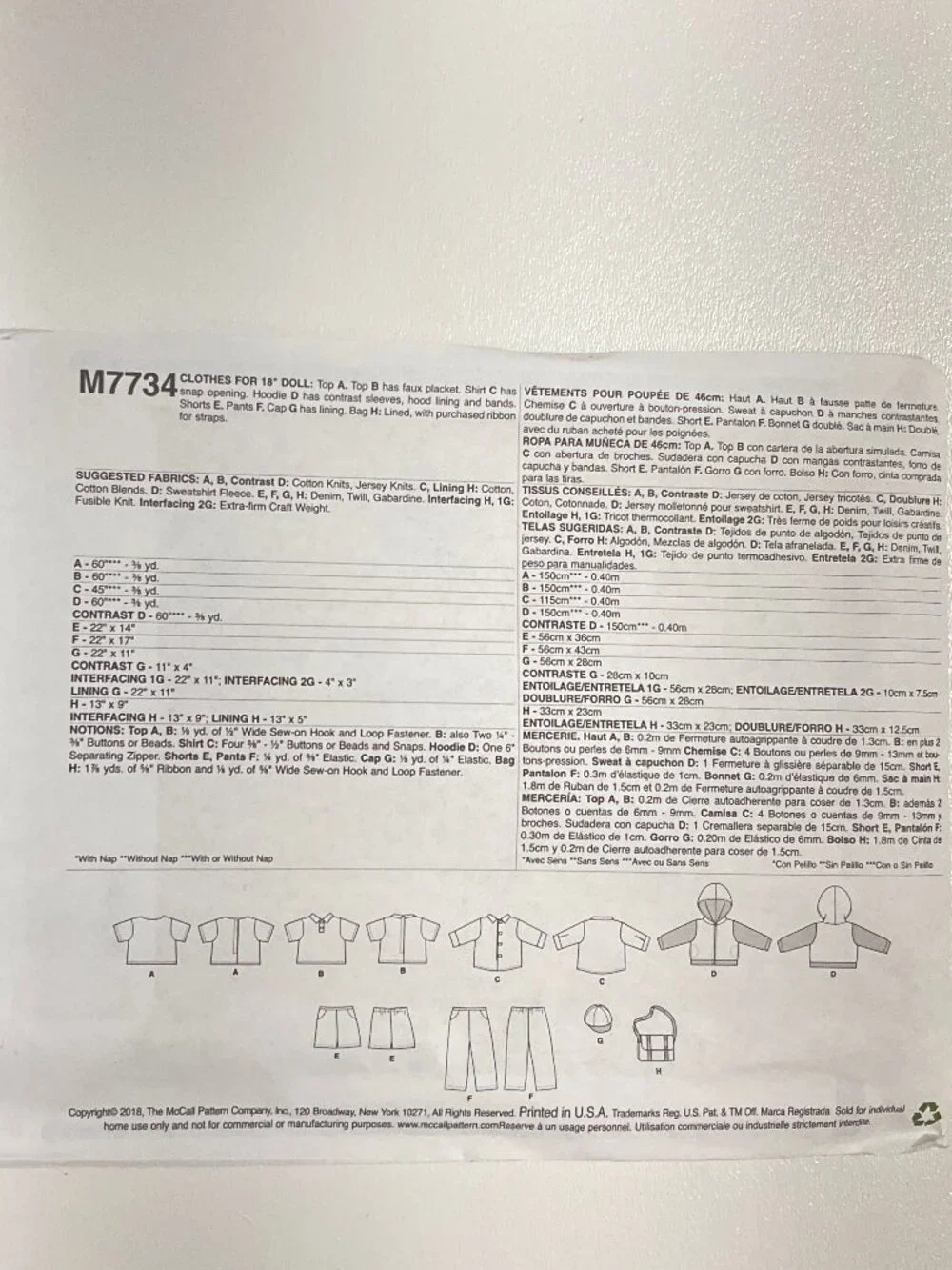 McCalls 7734 Uncut Boys Clothes for 18